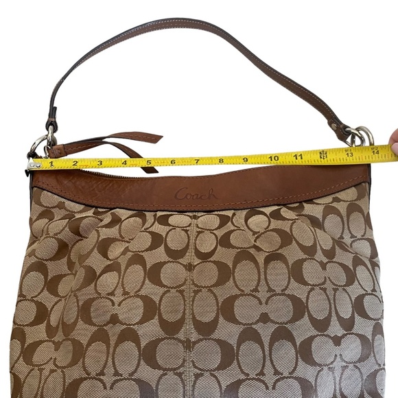 Coach brown logo signature hobo bag Tan w strap adjustable canvas & leather - Picture 8 of 16